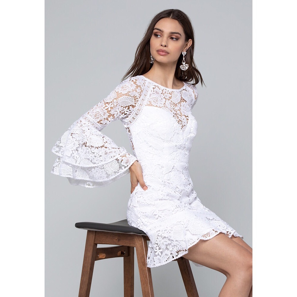 💥SOLD💥Bebe White Lace Open Back Dress NWT